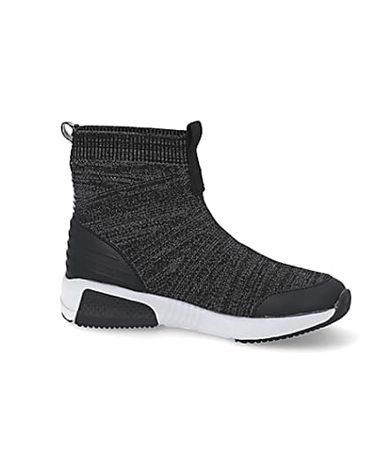 360 degree animation of product Boys grey marl sock hi top trainers frame-16
