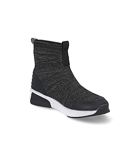 360 degree animation of product Boys grey marl sock hi top trainers frame-18