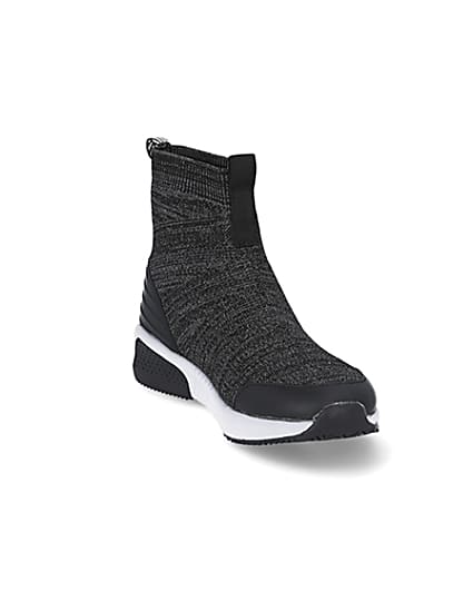 360 degree animation of product Boys grey marl sock hi top trainers frame-19