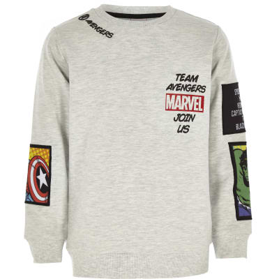 Boys grey Marvel comic badge sweatshirt