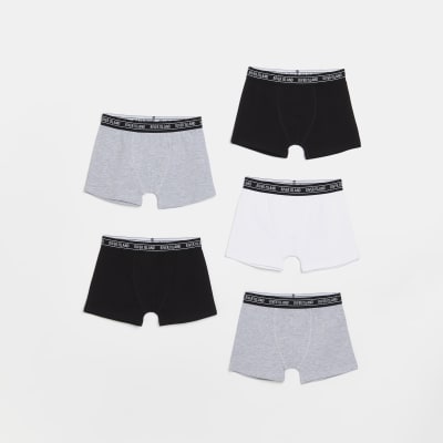 Boys Grey Monochrome boxer shorts 5 pack River Island