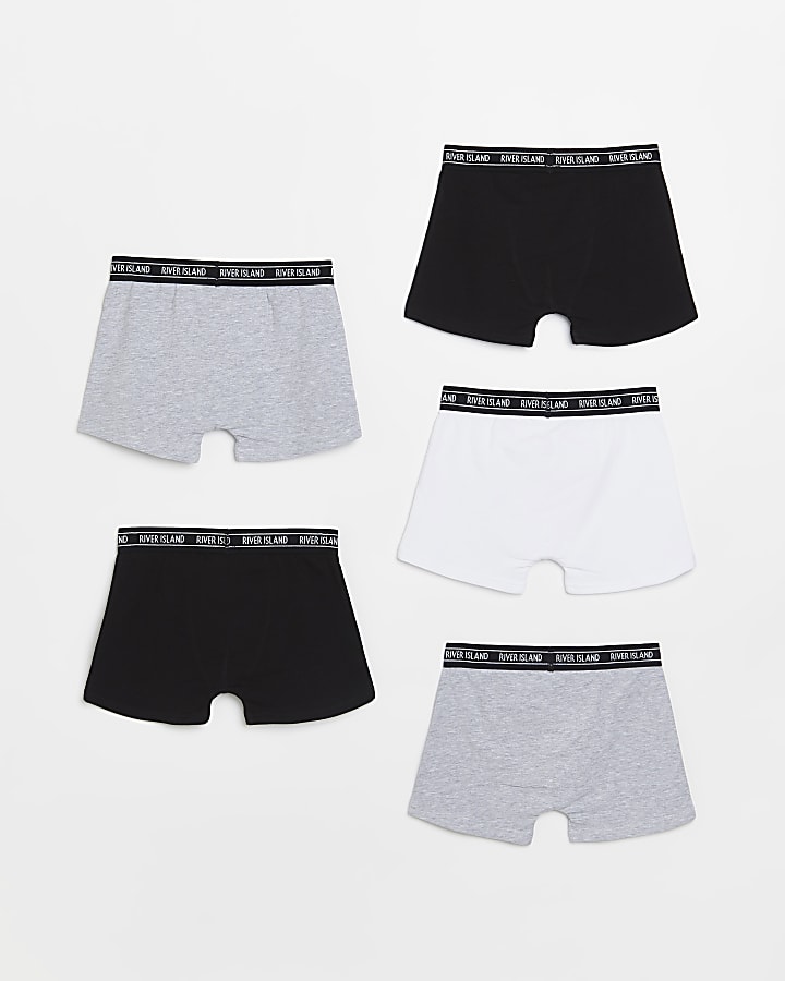 Boys Grey Monochrome boxer shorts 5 pack