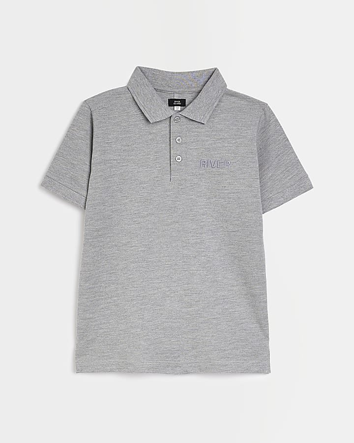 Boys Grey Pique short sleeve Polo shirt