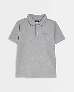 Boys Grey Pique short sleeve Polo shirt