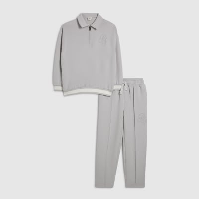 Boys Grey Premium Rugby Shirt Set
