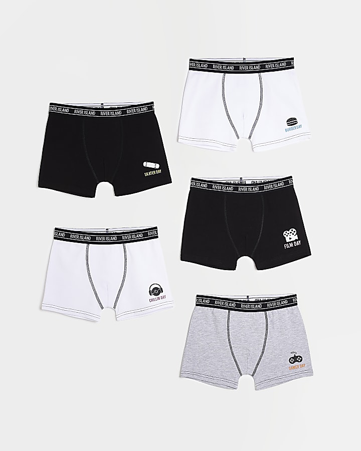 Boys grey printed boxers 5 pack