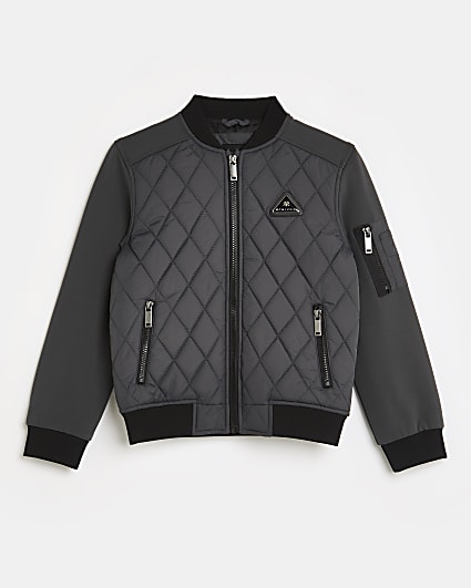 Boys grey quilted bomber jacket