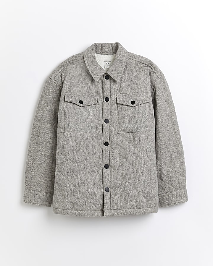 Boys grey quilted shacket