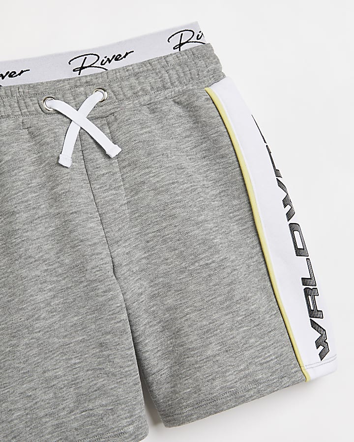 Boys grey RI branded double layer shorts