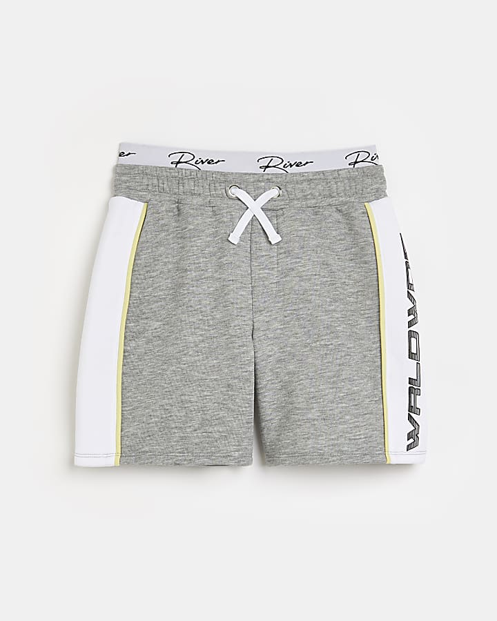 Boys grey RI branded double layer shorts
