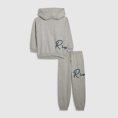 Boys Grey Ri Branded Hoodie Set