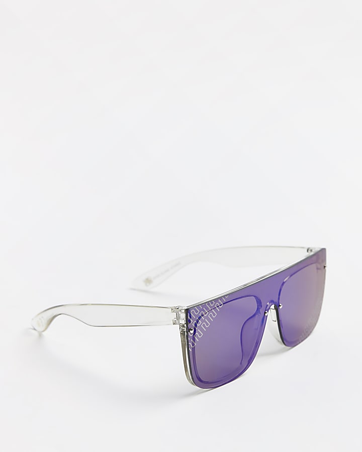 Boys grey RI etched visor sunglasses