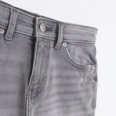 boys grey ripped denim shorts