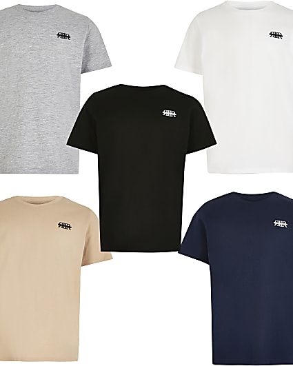 Boys grey RIR printed t-shirt 5 pack