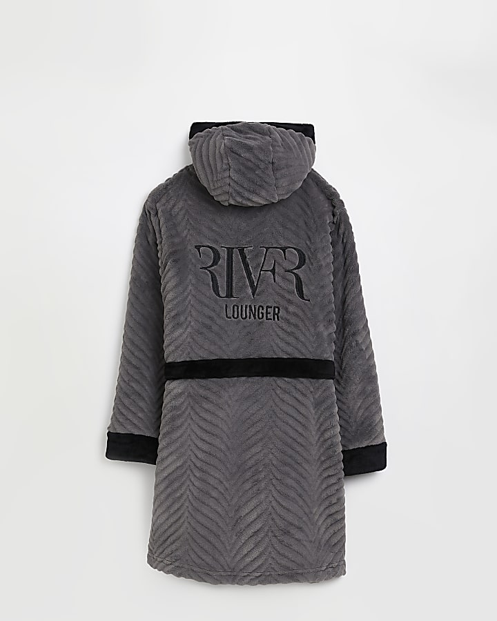 Boys grey River chevron cosy dressing gown