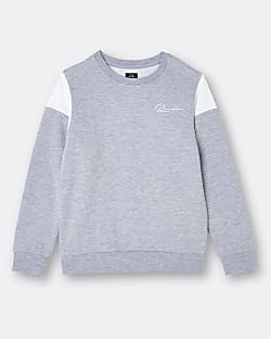 Boys grey River colour block sweatshirt