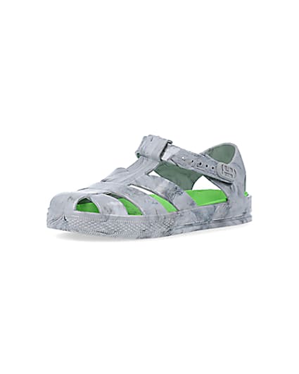 360 degree animation of product Boys grey rubber velcro jelly sandal frame-0