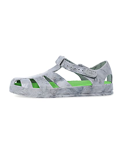 360 degree animation of product Boys grey rubber velcro jelly sandal frame-2