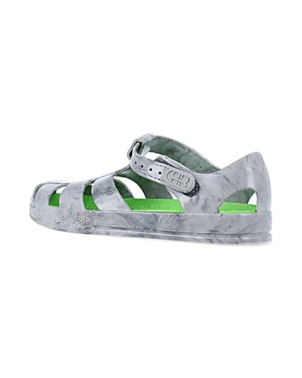 360 degree animation of product Boys grey rubber velcro jelly sandal frame-5