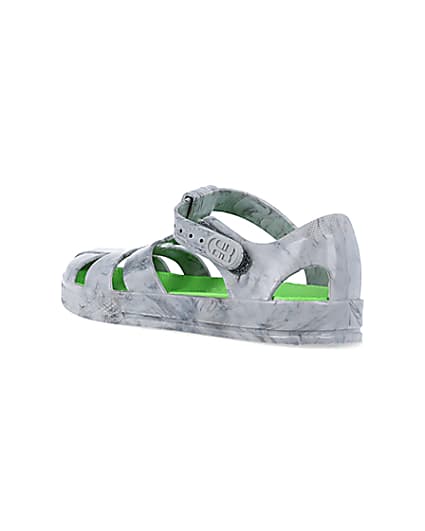 360 degree animation of product Boys grey rubber velcro jelly sandal frame-6