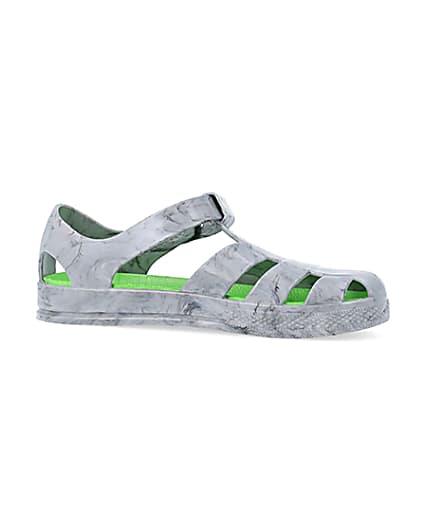 360 degree animation of product Boys grey rubber velcro jelly sandal frame-16
