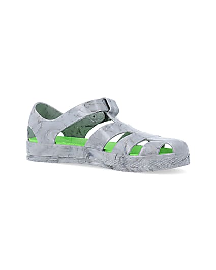 360 degree animation of product Boys grey rubber velcro jelly sandal frame-17
