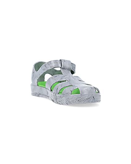 360 degree animation of product Boys grey rubber velcro jelly sandal frame-19