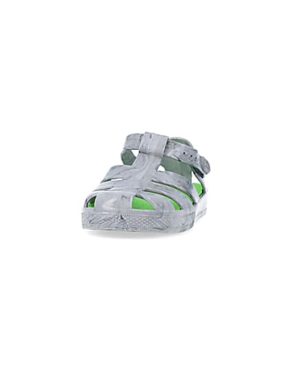 360 degree animation of product Boys grey rubber velcro jelly sandal frame-22