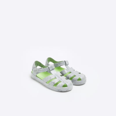 Boys grey rubber velcro jelly sandal River Island