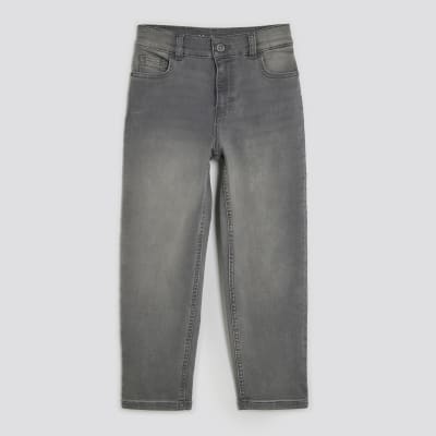 Boys Grey Stretch Tapered Jeans
