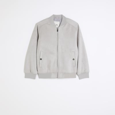 Grey suede shop jacket river island