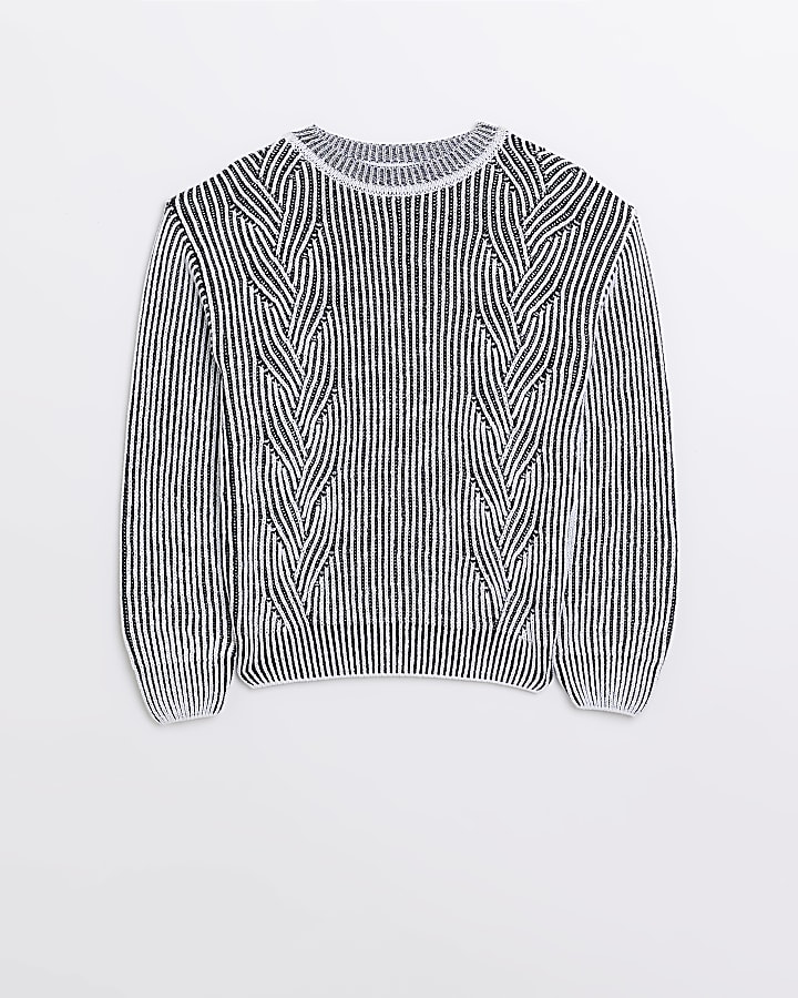 Boys grey textured knit jumper