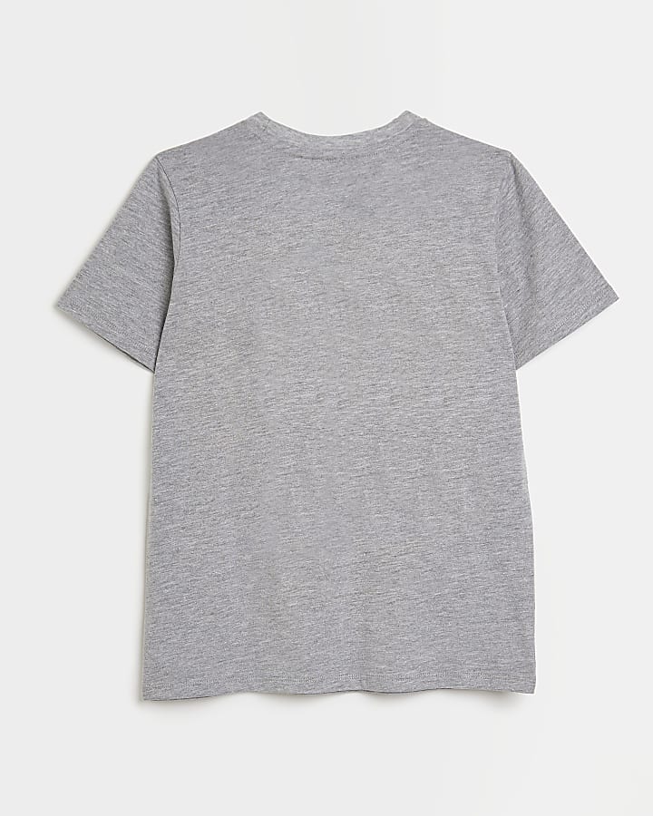 Boys grey warped check box print t-shirt