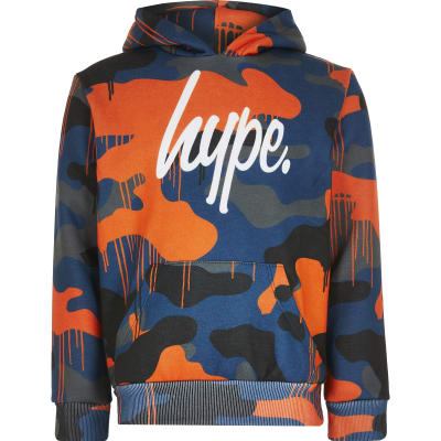 Boys Hype Orange Script Hoodie River Island