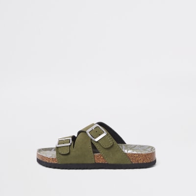 Boys khaki cork buckle sandals