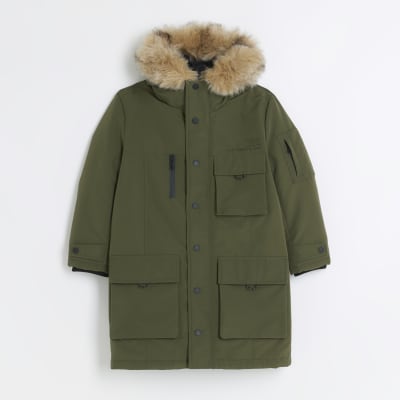 Boys khaki 2025 parka coat