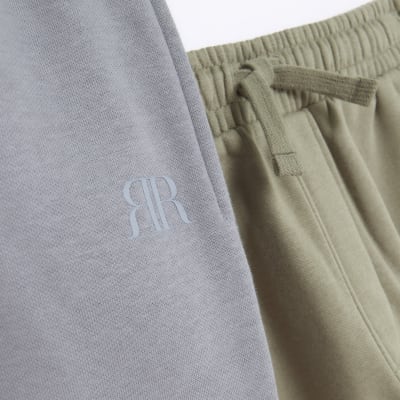Boys khaki joggers 2 pack River Island