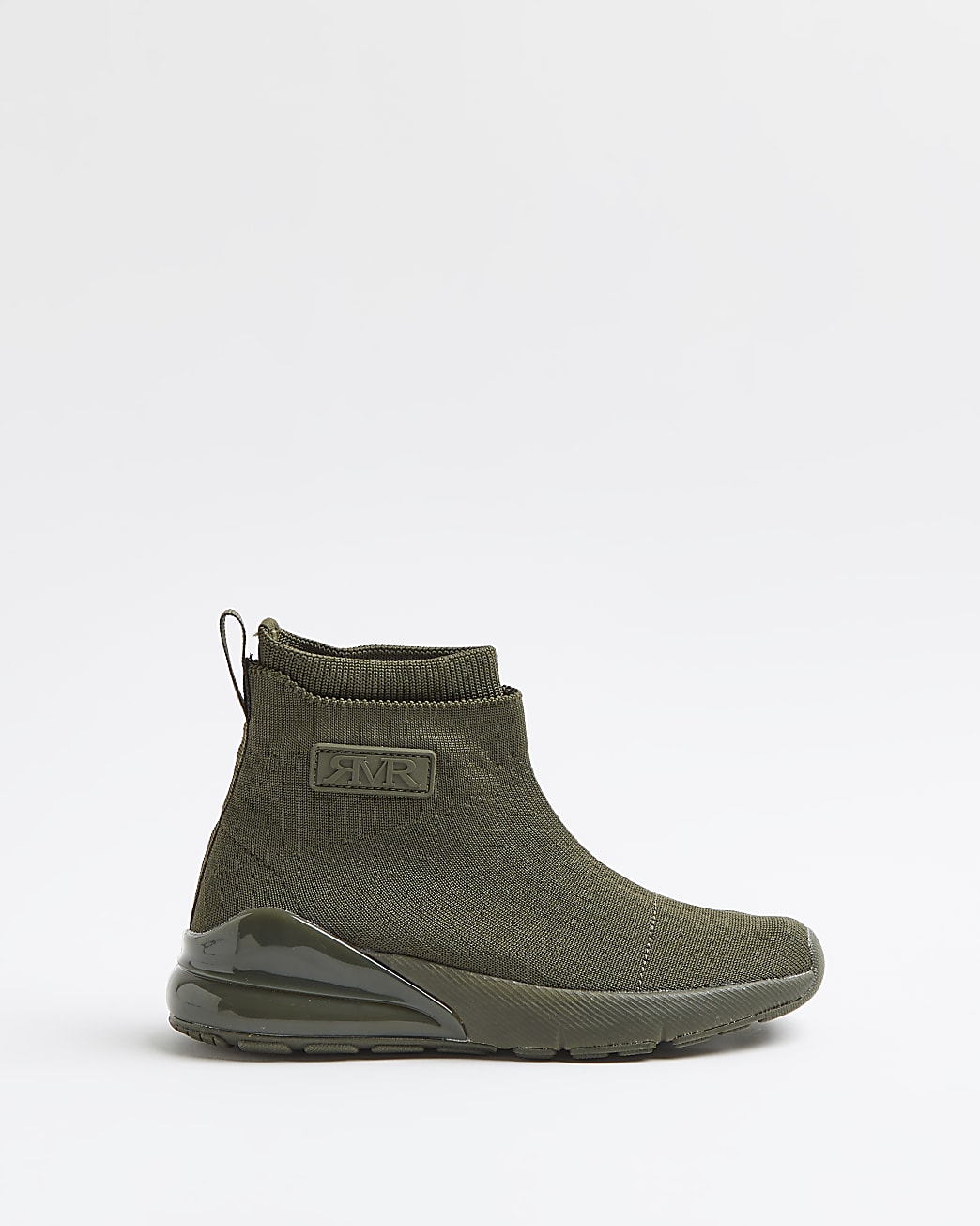 Boys khaki knitted high top trainers