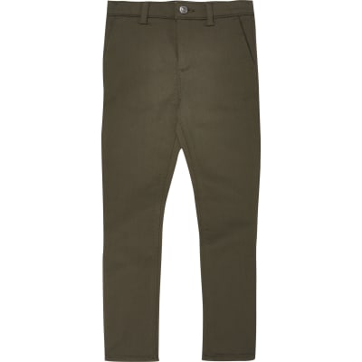Boys khaki smart trousers River Island