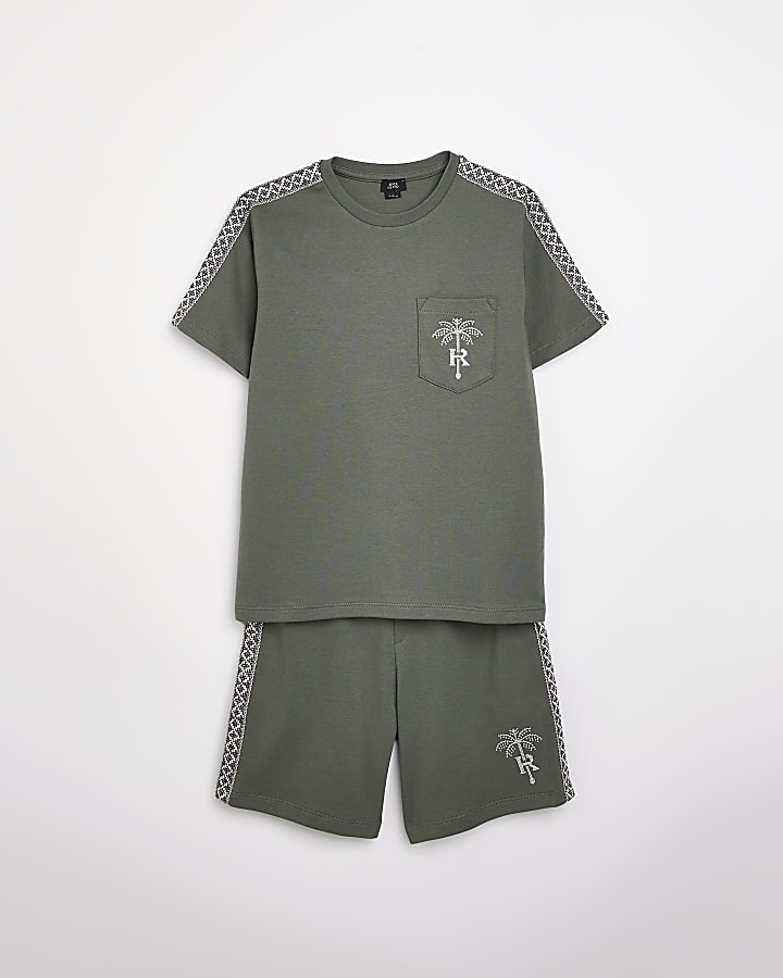 Boys khaki t-shirt and shorts outfit