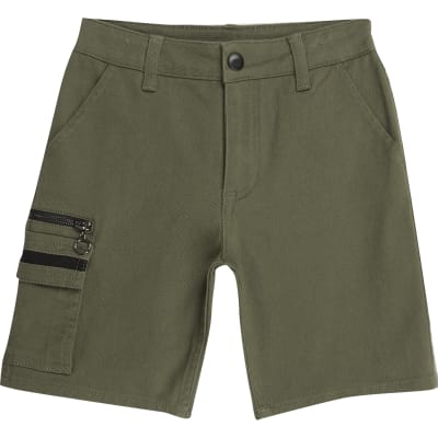 Boys khaki utility shorts River Island