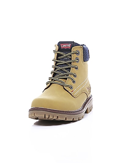 360 degree animation of product Boys Levi’s brown lace-up work boots frame-2
