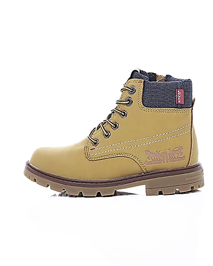 360 degree animation of product Boys Levi’s brown lace-up work boots frame-21