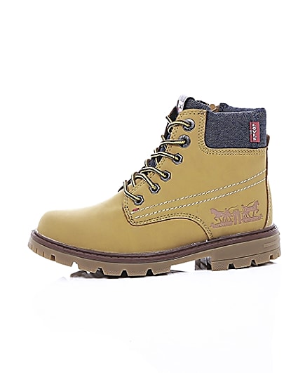 360 degree animation of product Boys Levi’s brown lace-up work boots frame-22