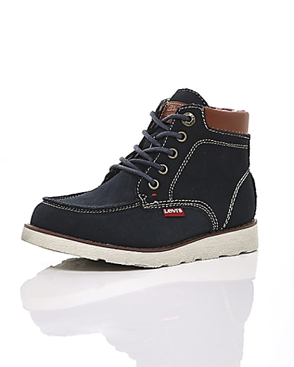 360 degree animation of product Boys Levi’s navy Indiana lace-up boots frame-0