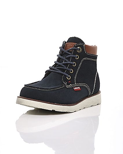 360 degree animation of product Boys Levi’s navy Indiana lace-up boots frame-1