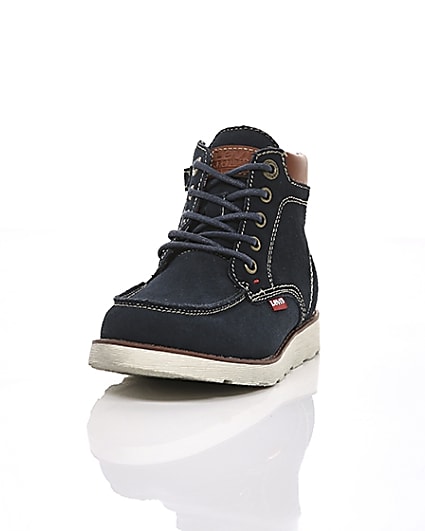 360 degree animation of product Boys Levi’s navy Indiana lace-up boots frame-2