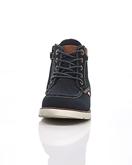 360 degree animation of product Boys Levi’s navy Indiana lace-up boots frame-3