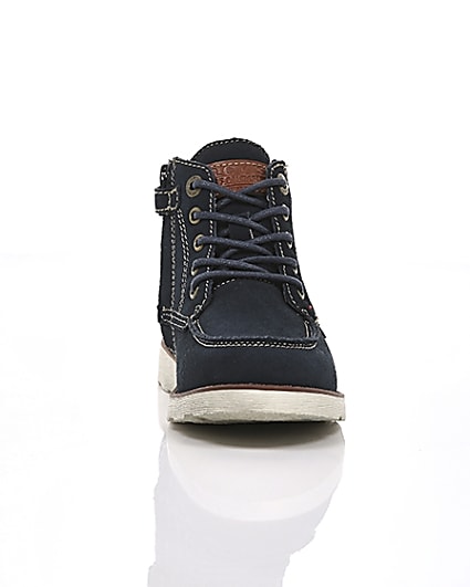 360 degree animation of product Boys Levi’s navy Indiana lace-up boots frame-4