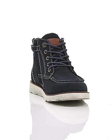 360 degree animation of product Boys Levi’s navy Indiana lace-up boots frame-5